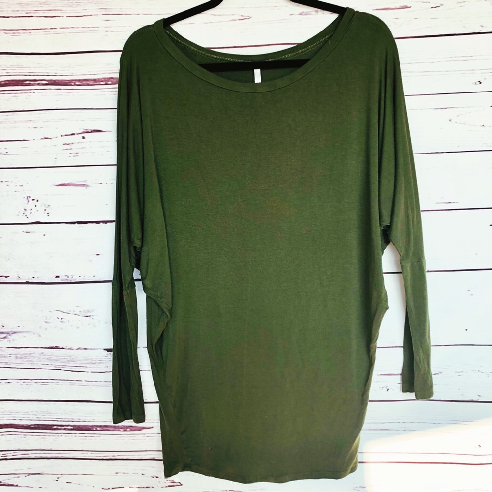 Love In Olive Green Batwing Piko Style Tunic